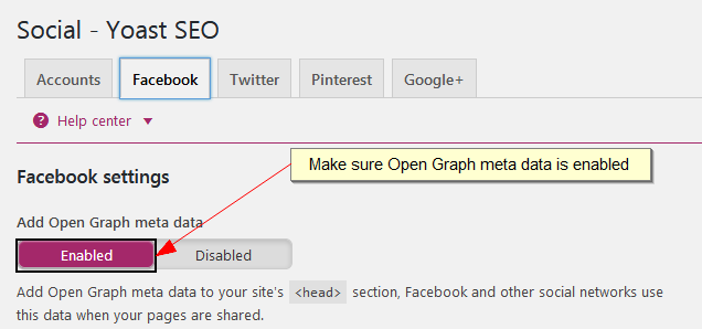 Yoast SEO Open Graph Meta Data Setting