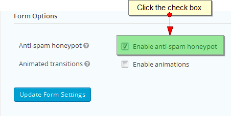 Gravity Forms Enable Anti-Spam Honeypot Setting