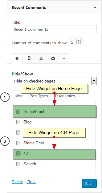 Show or Hide WordPress Widgets