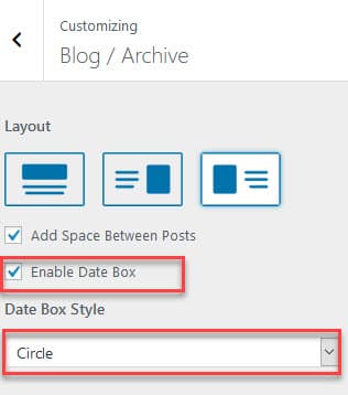 Customize Astra Archive Page with Astra Pro - Screenshot Displaying Enable Date Box