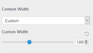 Settings for Astra Content Width