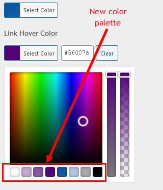 Astra Color Palette with Custom Colors of white, purple and blue
