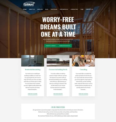 Formax Construction Website Home Page