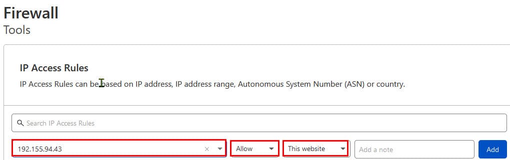 Cloudflare firewall tools settings